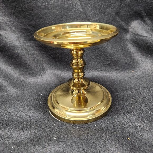 PartyLite Brass Pillar Candle Holder Falmouth 3 1/2” - Picture 1 of 5